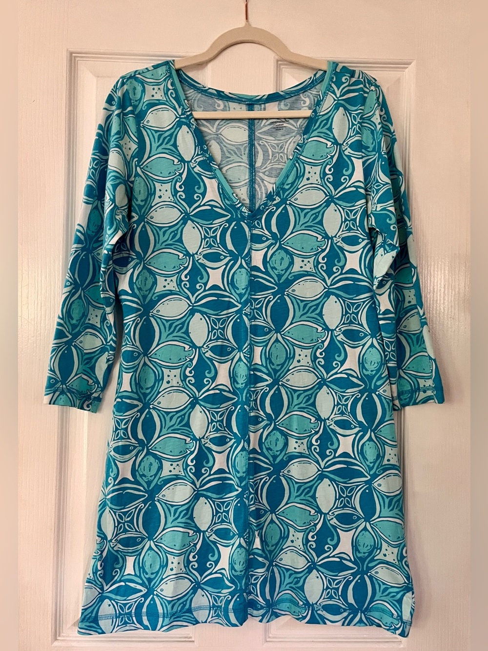 Lilly Pulitzer 100% Pima Cotton Teal & Aqua Dress